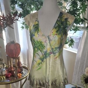 Elegant Green and Yellow Women's Top